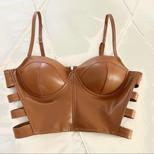 Leather crop top NWOT